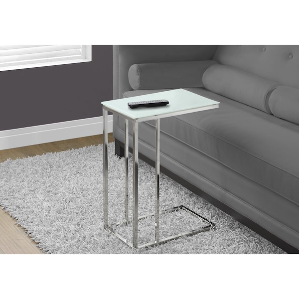 Accent Table - Chrome Metal With Frosted Tempered Glass